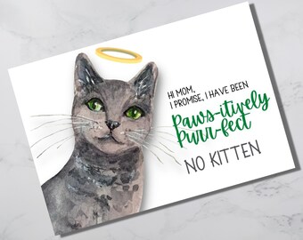 Cartão de Dia das Mães para impressão com gatinho, cartão atrevido para mãe, cartão de dia das mães dobrado 5x7, cartão para mãe gato