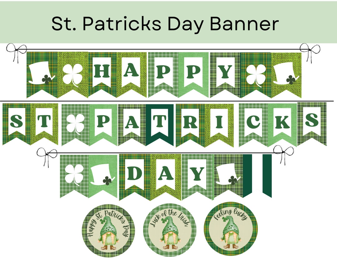 Printable St. Patrick's Day Banner Classroom Decorations St. Patrick's Day Decorations Kid's St ...