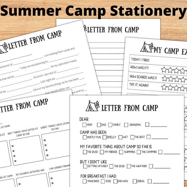 Printable Summer Camp Stationery, Letters from Camp, Fill in the Blank,