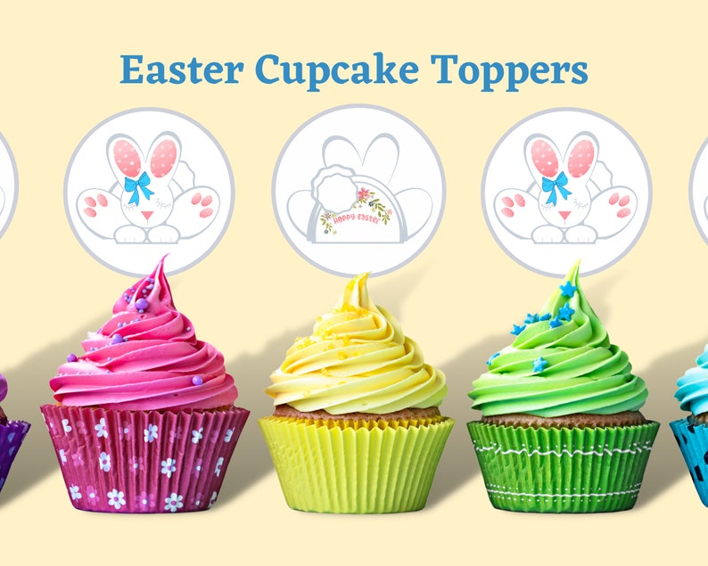 Printable Easter Bunny Cupcake Toppers Bunny Butt Easter Cupcake