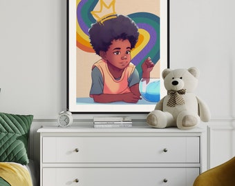 Black Boy  Print, Inspirational Poster, African American Boy Wall Art Printable, Children Empowerment