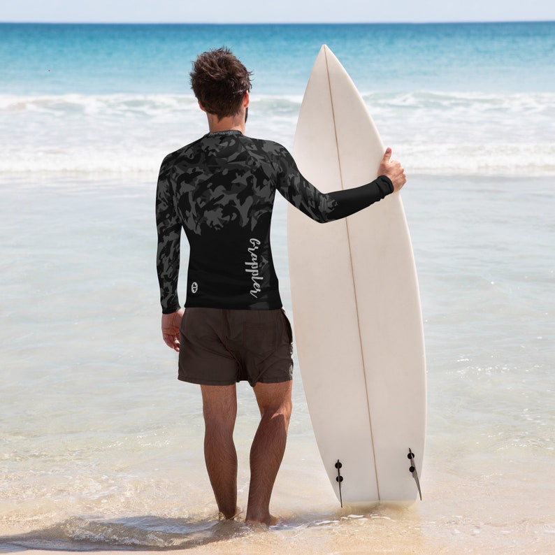 Cut Design Midnight Black Bare Men's Rash Guard - Etsy