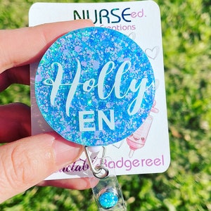 Hospital badge reel, EN badge, RN badge, glitter badgereels, glitter custom, name, badge reel |name badge, gift