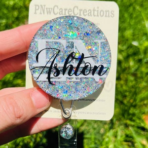 Nurse badge reel, acrylic, custom,customise, enrolled nurse, EN, glitter, badge reel, badgereel