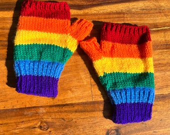 Rainbow handmade knitted gloves LGBT