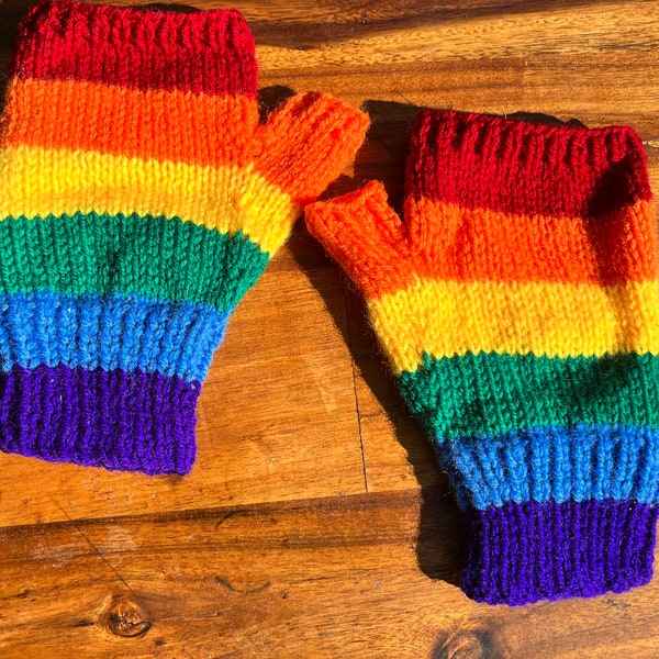 Rainbow handmade knitted gloves LGBT