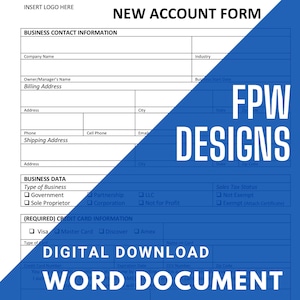New Customer and Card Authorization Form