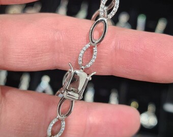 Armband van gerhodineerd metaal, sterlingzilver, gerhodineerde ovale armband