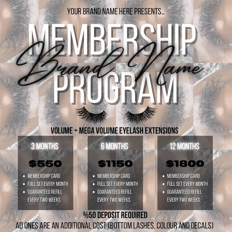 Eyelash Extension Membership Flyer Customizable Social Media Flyer