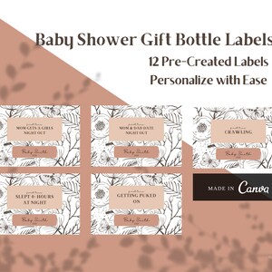 Baby Shower Geschenk Flaschenetiketten