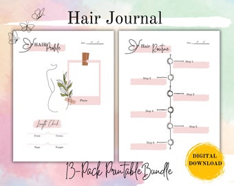 The Natural Hair Care Journal, Natural Hair Care Routine, Hair Growth Tracker, DIY Hair Care Products, Planner, - U.S Letter, A5, A4