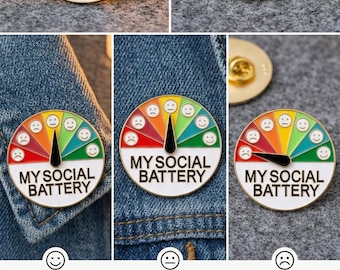 Social Battery Brooch – Introvert Indicator 2.0 - Funny Introvert Pin for Mood & Energy Levels