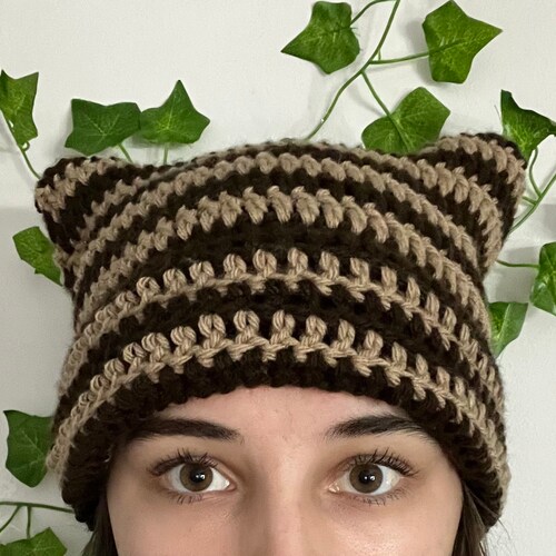 Cute Knitted Cat Ear Hat Wool Cap Women Beanie Winter Hat Etsy