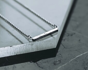 Hammered Texture - Pendant Necklace -  Chain Link- Sterling Silver - Pendant - Handmade in UK