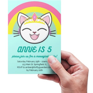 Kitten Birthday Party Invites - Cat Party Invitation Template - Kitten Party Invitations - Printable Birthday Party Customizable Invite