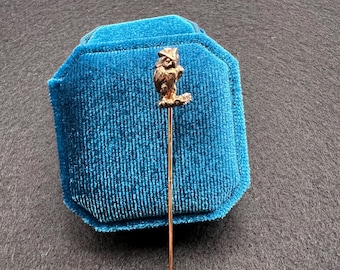 Vintage 14K Gold Owl Stick Pin with Quartz Accent – Petite Lapel Jewelry