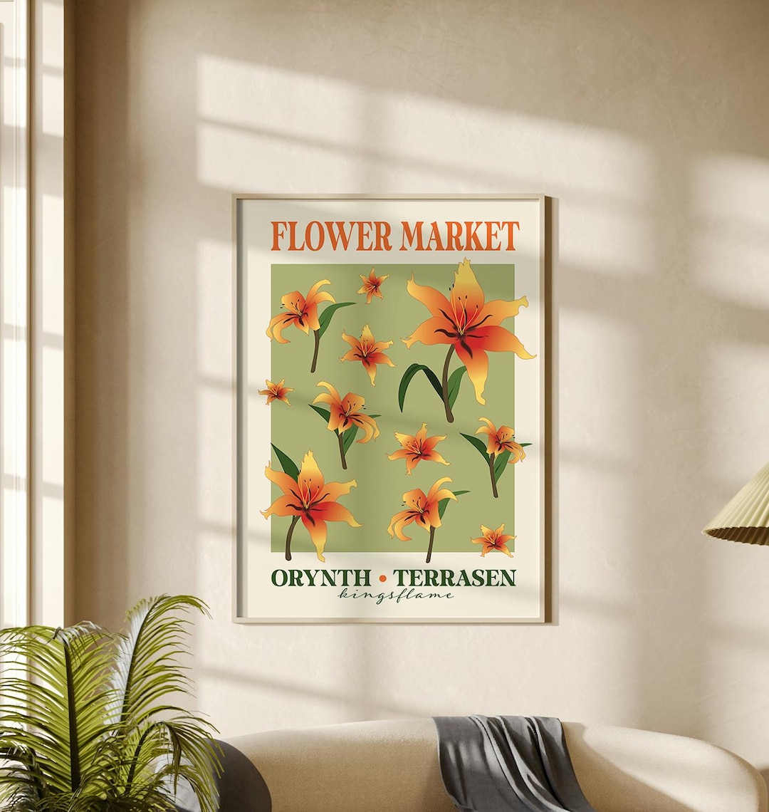 Throne of Glass Flower Market Print: Kingsflame Poster (digital
