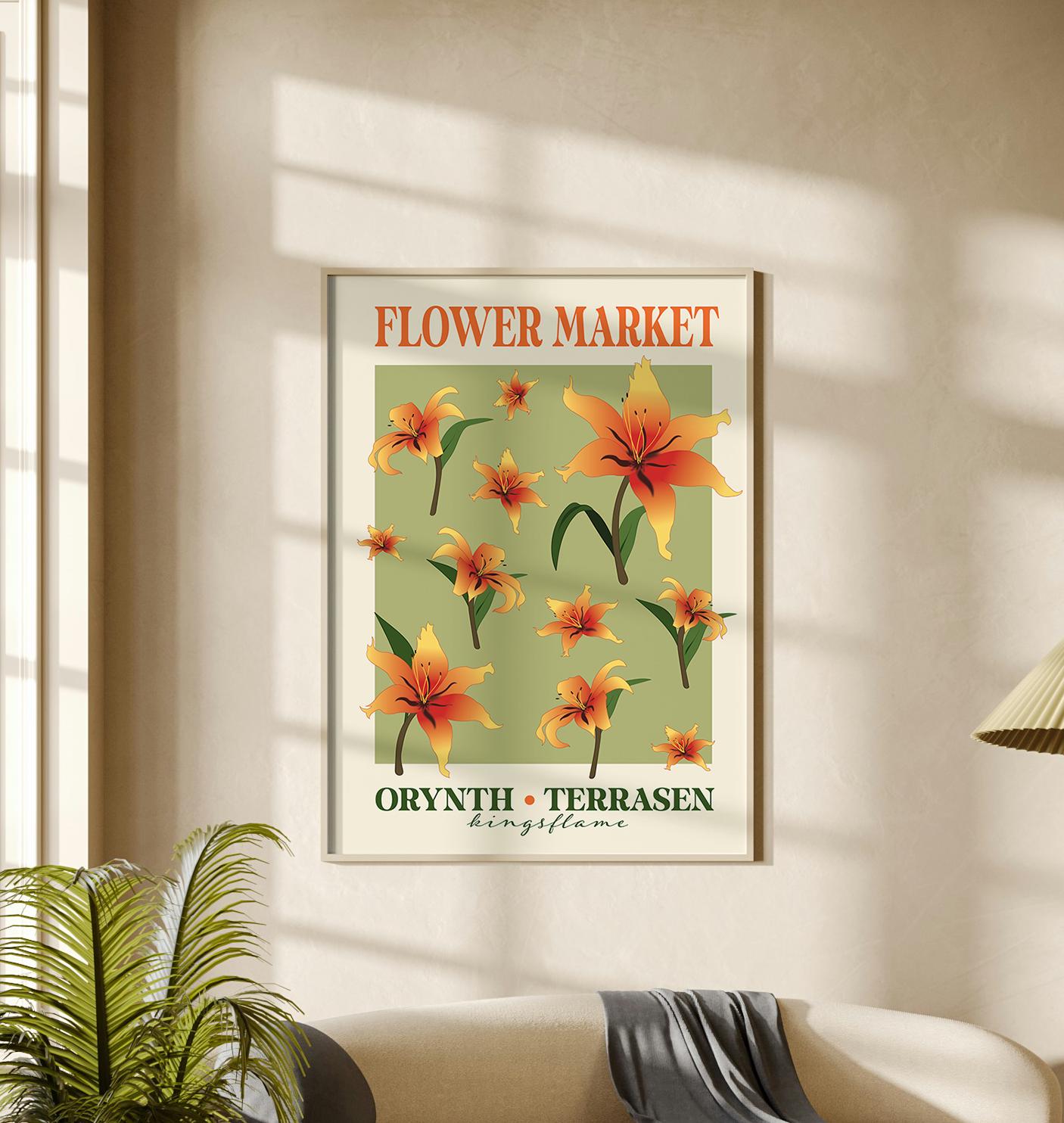 Throne of Glass Flower Market Print: Kingsflame Poster (digital