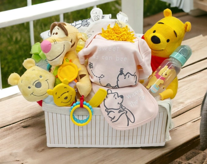 Winnie the Pooh Baby Gift Set, New Baby Gift Basket, Disney Baby Shower