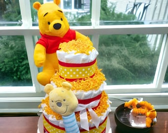 Winnie the Pooh Diaper Cake,Diaper Cake Gender Neutral, Baby Shower Decorations, Baby Shower Gift, Welcome Baby Gift, Gender Reveal Party