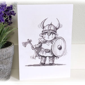 Petite carte de voeux viking. Carte illustrée A6