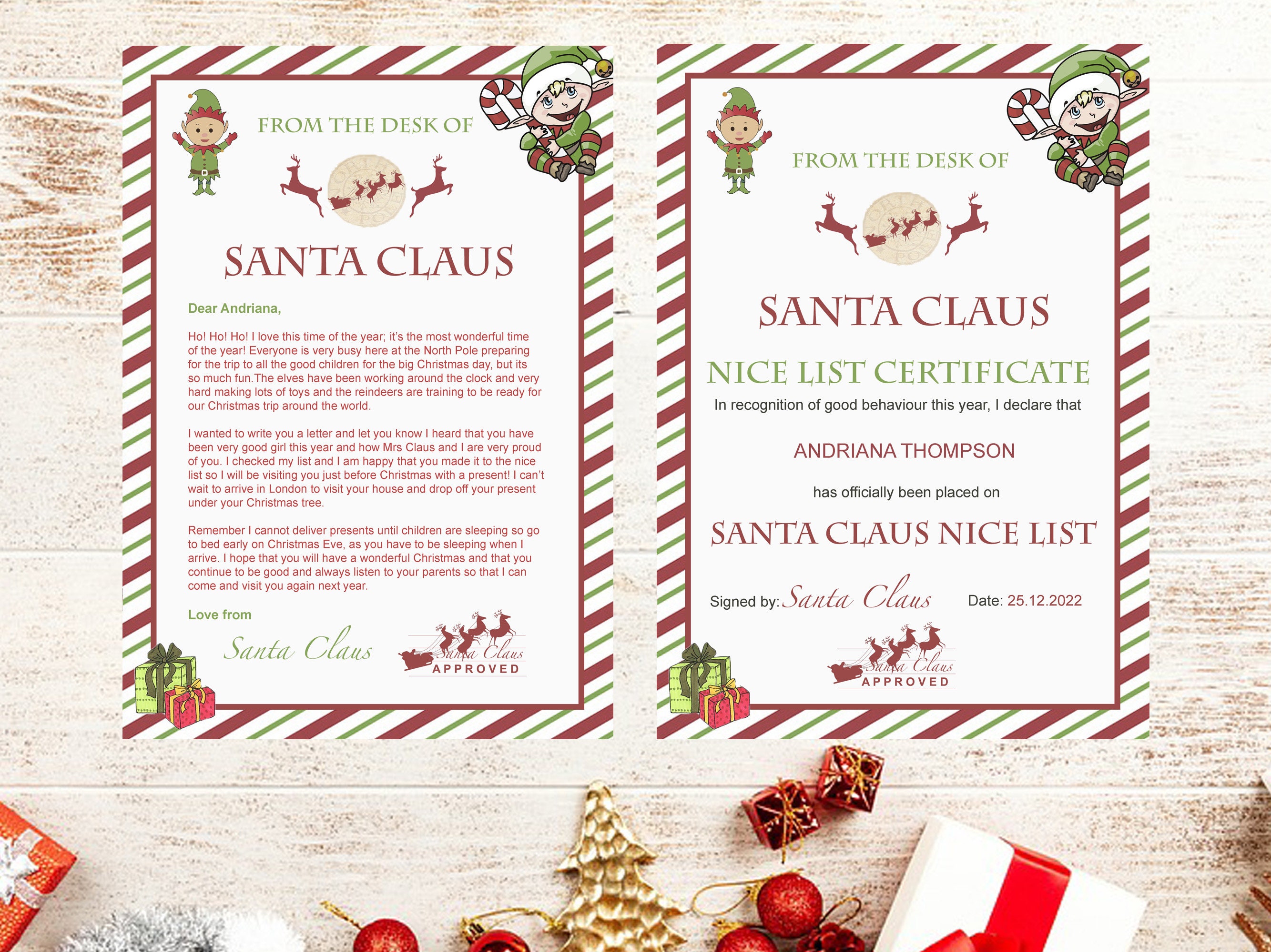 Official Letter From Santa Claus Nice List Certificate Bundle ...