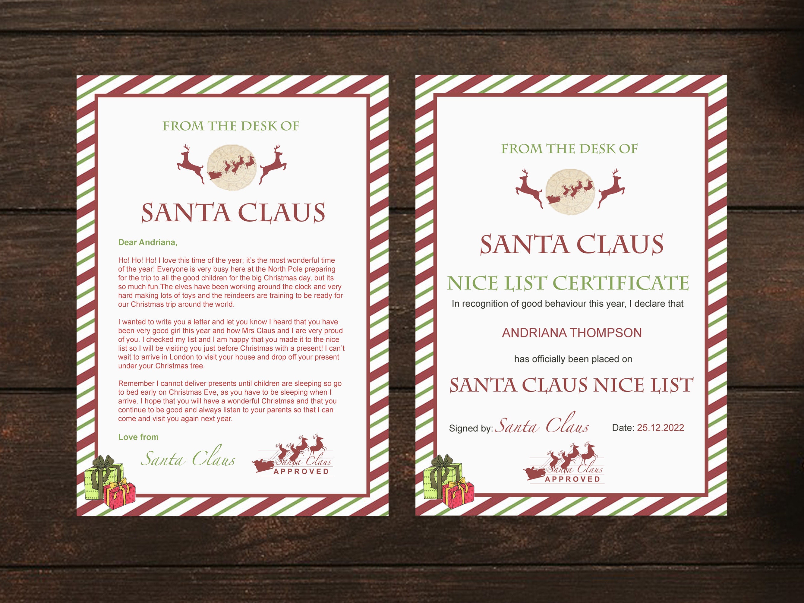 Official Letter From Santa Claus Nice List Certificate Bundle - Etsy UK