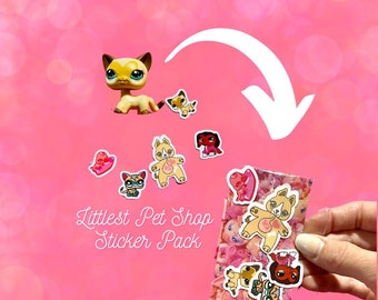 Littlest Pet Shop HandDrawn Vinyl Sticker Pack - #675, #3573, La Comic Con Cat, Get Better Center | LPS | Hasbro | Niedliche Sticker | LPS