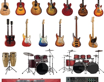 Musical Instruments stylized clip art in svg, png, jpg, and vector formats