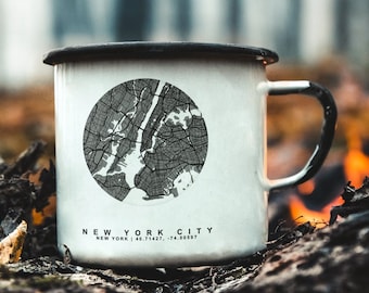 Aangepaste koffiemok met stadsplattegrond, gepersonaliseerde reismok