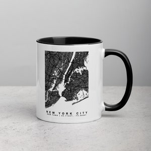 Caneca de café com mapa personalizado, caneca estética, caneca de viagem de cerâmica, caneca de mapa personalizada, copo de mapa, caneca de café personalizada, presente de mapa de viagem, qualquer arte de cidade, arte de mapa