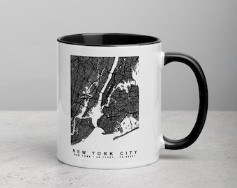 Aangepaste koffiemok met stadsplattegrond, gepersonaliseerd reiscadeau