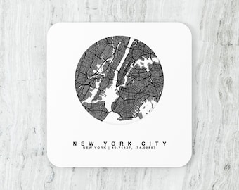 Aangepaste onderzetter met stadsplattegrond, reiscadeau, elke locatie
