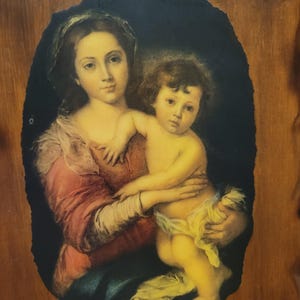 Vintage Madonna and Child Decoupage Kitsch Religion Mother Mary