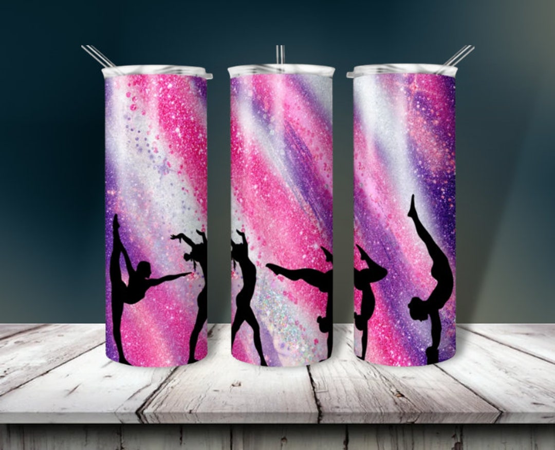 20oz Gymnastic Skinny Tumblers With Straw, Custom Gymnastic Tumblers