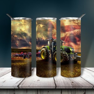 20oz Skinny Tumblers with Straw, Custom Tractor Tumbler, Epoxy or Non Epoxy Tumbler, Personalized Gifts