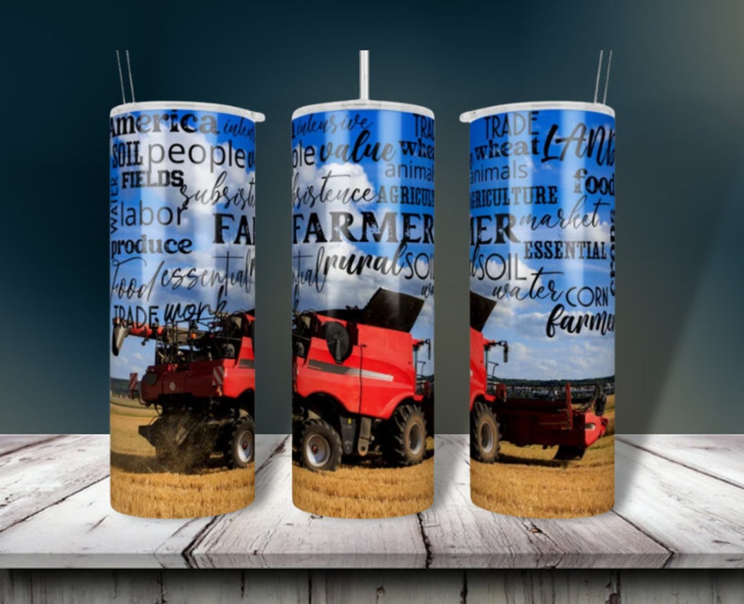 20oz Case Skinny Tumblers With Straw, Custom Case Tumblers, International Harvester, Epoxy or