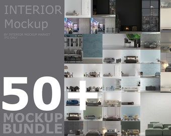 50 + Interior Mockup Bundle, Frameless Wall Mockups, Penthouse Mockups