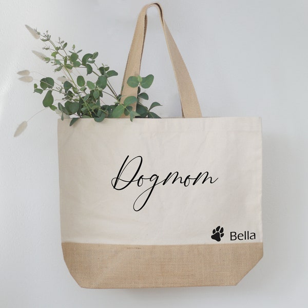 Jutetasche Dogmom/ personalisiert/ Einkaufstasche/ Hundenamen /Tragetasche /individuelles Geschenk