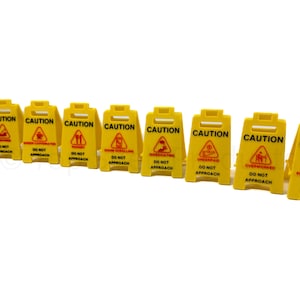 Mini Caution Sign Set – 9 Different Signs – Funny Desk Decor – ADHD Gift – 3D Printed Mental Health Office Humor