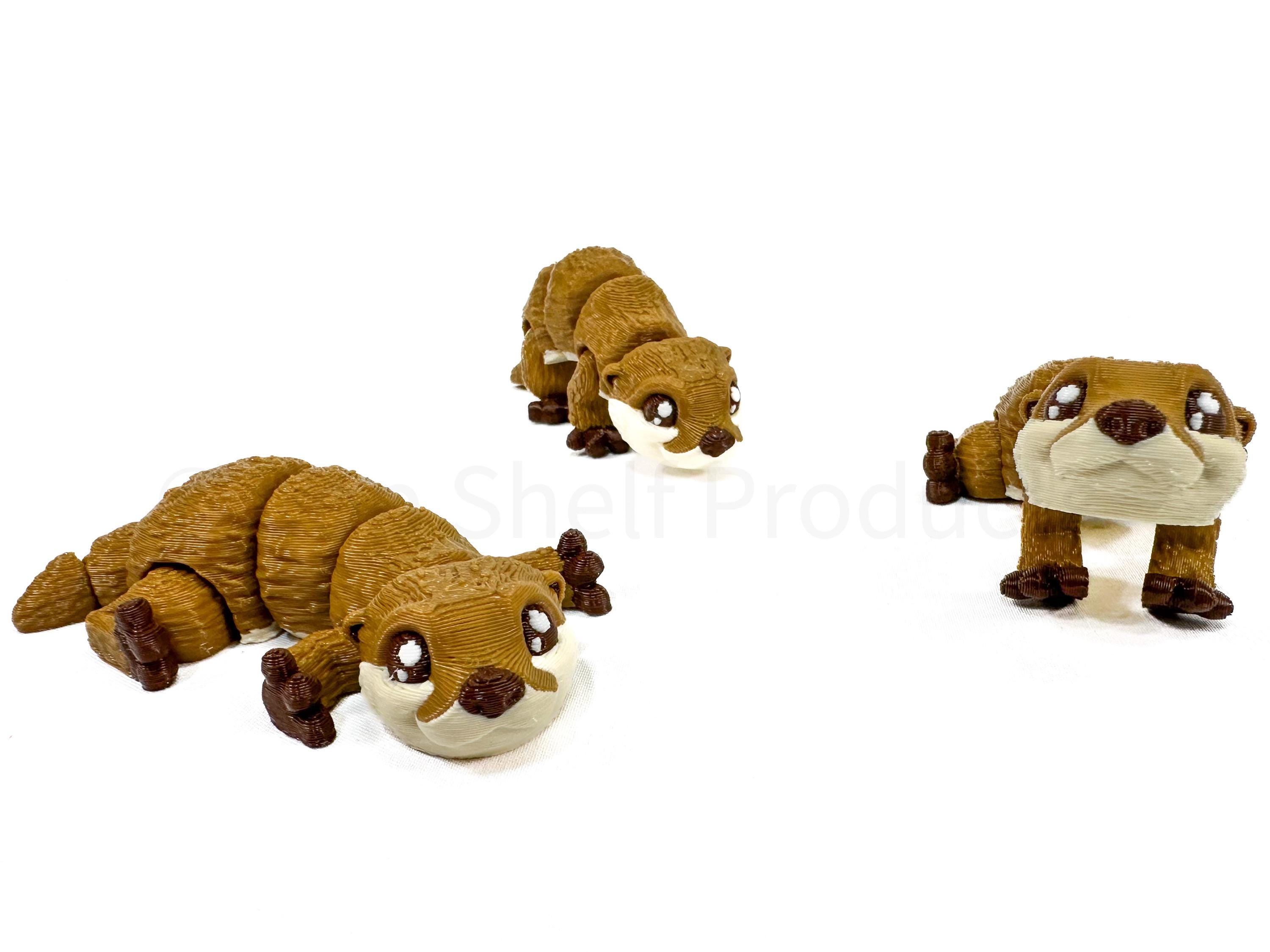 3D Printed Articulated Otter Figurine - 5.7" Flexible Fidget Toy, Movable Joints, Realistic Brown Otter, Stress Relief Desk Decor For Kids & Adults