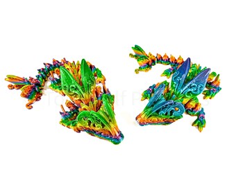 3D Printed Articulated Butterfly Dragon – Sunset Colors, Fidget Toy