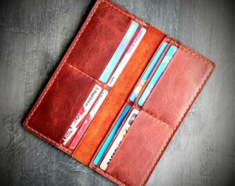 Handmade Personalized Leather Slim Women Wallet , Credit Card Holder, Custom Vertical  wallet, Leather Gifts For Women Christmas gifts