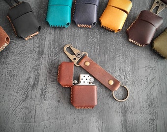 Custom Leather Zippo Case ,Zippo Lighter Case Handmade Leather Zippo Case Keychain Gift Set