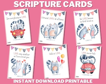 Verset biblique Saint-Valentin cartes imprimables/Saint-Valentin Écritures saintes/cartes chrétiennes, amour versets de la Bible pour enfants/salle de classe Saint-Valentin/garçons/église
