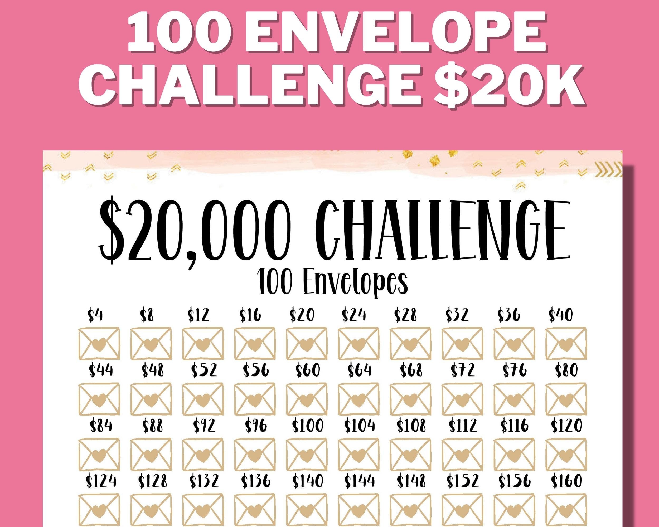 20K 100 ENVELOPE CHALLENGE Printable 20000 Saving Tracker - Etsy