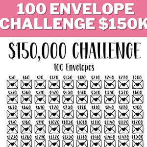150K 100 Envelope Challenge PRINTABLE, 150000 Savings Tracker, Savings Goal, Money Challenge, House Savings, 100 Days Challenge,