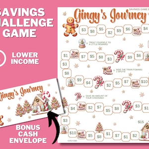 Kerstvakantie bordspel AFDRUKBAAR, rol de dobbelstenen, Cash Envelope Saving Challenge, Money Saving Challenge, spelen en opslaan, Cash Budget