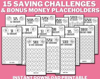 Minimalist Savings Challenge Bundle PRINTABLE, A6 Sized Mini Saving Challenge Trackers, Saving Money, A6 Inserts, Cash Envelope,