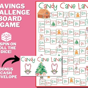 Kerstvakantie bordspel AFDRUKBAAR, rol de dobbelstenen, Cash Envelope Saving Challenge, Money Saving Challenge, spelen en opslaan, Cash Budget